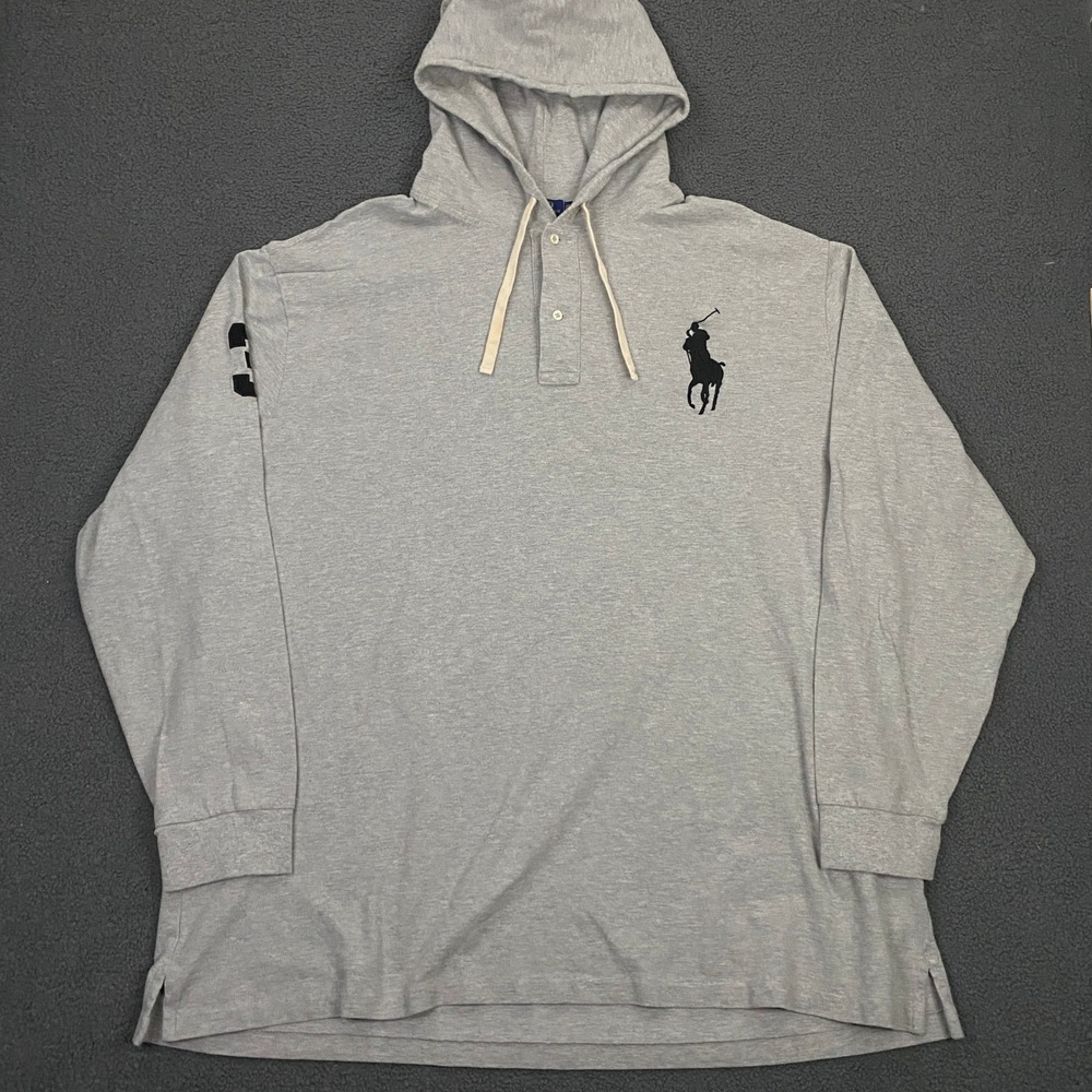 Polo Ralph Lauren Cotton Mesh Hoodie Mens 4XLT Big Tall Gray Pony Pullover 3